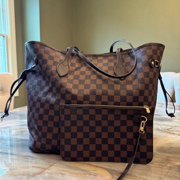 Handbags - Designer Inspired Brown Checkered Tote Bag